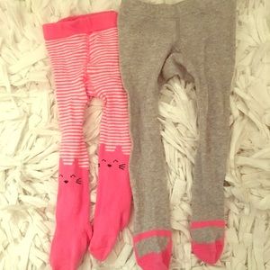 BABY HEATHER GRAY AND PINK TIGHTS